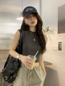 Áo Vest Ngắn Cổ Cao Ngọt Ngào Mát Mẻ Thời Trang Mùa Hè Cho Nữ Áo Khoác Ngoài Gợi Cảm Áo Chui Đầu Cotton Ôm Vừa Vặn