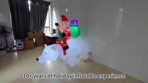 Christmas Inflatable Decoration 2.1M Santa Riding Polar Bear With LED Lights Suitable Indoor Outdoor Courtyard Lawn Decoration