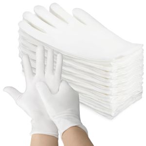 24PCS White Cotton Gloves for Eczema Dry Hands Breathable Work Gloves Liners Moisturizing Overnight Soft Jewelry Coin SPA Gloves