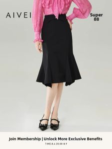 AIVEI | High Waist Over-Knee Flared Hem Dress