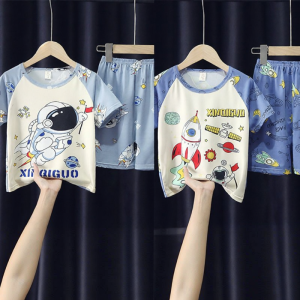 XINQIGUO | Summer Children Cotton Short Sleeve Sleepwear Set
