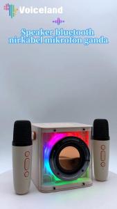 【PRO MAX BASS】Speaker Bluetooth Karaoke 2 Mic Wireless Portable Mini Super Bass Mainan Anak-anak 100% Original Magic Voice Musik Box Transparent Mech Robot Premium Set Lengkap Spiker Hi-Fi Subwoofer Radio FM/TF Card/SD Card/USB/TWS/AUX - Garansi 12 Bulan