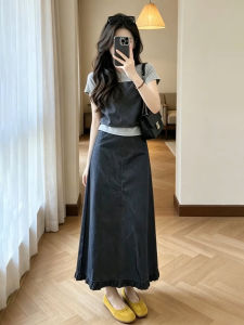 LIRUSHAN | Korean Style Fashion Summer New 2026 Pretty Short Sleeve Grey Dress