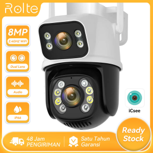 Rolte CCTV 8MP Kamera WiFi Luar Ruangan Kamera Dual Lensa Tahan Air IP PTZ Kamera Garansi 1 Tahun