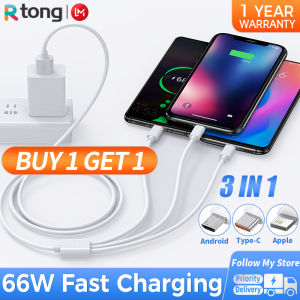 Rtong 3 in 1 Fast Charging Cable: 66W Type C Charge Cable & Micro USB Android Charger