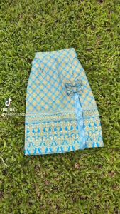 ชูดเสื้อเด็กคอจีนระบายแขนกู้ กระโปรงยาว ผ่าหน้า ไทย พิมพ์ทอง