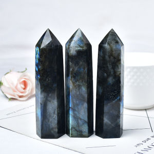 13cm Natural Crystal Elongated Stone Single Pointed Hexagonal Prism Raw Stone Polished Energy Column Healing Stone Tower Mineral Crystal Home Decoration Decorative Accessories