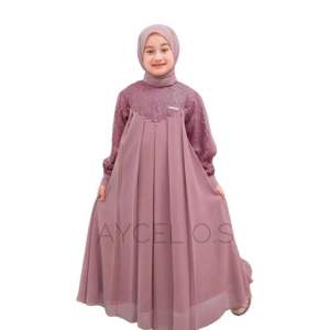 Inara Dress Kids Set Pasmina Bahan Ceruty Baju Gamis Anak Perempuan Terbaru Usia 4-16 Tahun