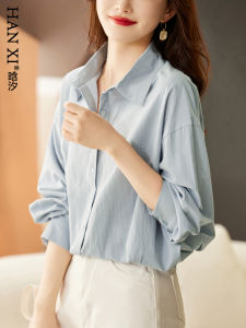 Casual Pure Cotton White Shirt Women Loose Fashionable Long Sleeve Spring Autumn New Style Ladies Popular Blouse Polo Collar