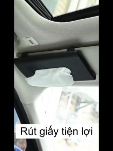 Túi đựng khăn giấy (Tặng kèm khăn giấy) gắn tấm che nắng cho ô tô bằng da PU đa năng