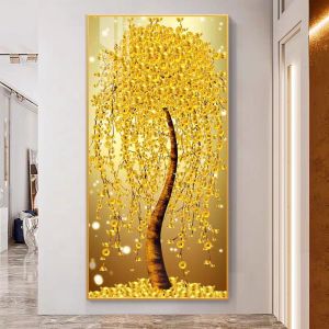 Modern Decorative Painting Wealth Tree at Entrance Good Luck Prosperity Hallway Wall Art Aluminum Frame Sprayed Painting