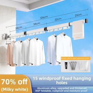 Wall-mounted Folding No-drilling Telescopic Drying Rack