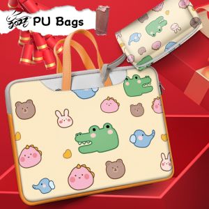 PU Leather Laptop Bag Deer Cover Handbag 12 13 14 15 16 17 inches Carrying Case Large Capacity for Macbook Air HP DELL Lenovo HP Asus Briefcase Crossbody Mens Bag