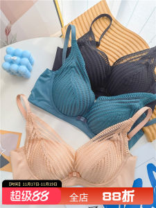 เสื้อชั้นในสายเดี่ยวแบบเกาะอก V-Neck ผ้าไหม ขอบลูกไม้ เซ็กซี่ ไร้โครง 3 ชิ้น สำหรับผู้หญิงวัยรุ่น ช่วงฤดูร้อน