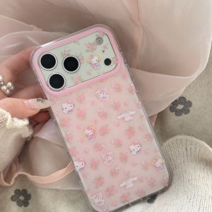 Sanrio | Cute IMD Double-Layer Sanrio Hello Kitty Cinnamoroll Flower Pink Case For iphone 17 16 15 Pro Max Acrylic Shockproof Hard Cover