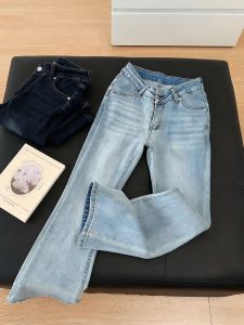 Slimming Straight Leg Jeans Womens Elastic Bell Bottoms Casual Cotton Stretch Denim Butt Lifting mid Low Waist V Shape