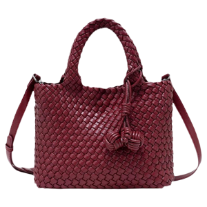 Red Wedding Basket Bag Handwoven Bride Grooming Crossbody Bag Elegant Sensation Shoulder Bag Commuter Style Zipper Closure