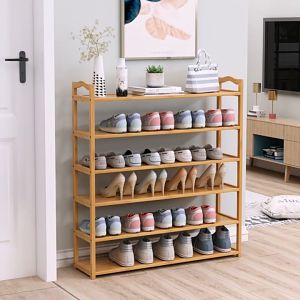Bamboo Flat Shoe Rack Multi-layer Portable Shoe Rack To Store 30+ Pairs Of Shoes