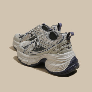 Womens Casual Sports Shoes Soft Bottom Leather Insole Platform Sneakers Spring Autumn Color Block Dad Shoes Fashionable