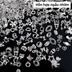 50 Chiếc Đính Đá Trang Trí Móng Tay 3D Hình Trái Tim/Hình Vuông/Hình Oval Pha Lê Kim Loại Lấp Lánh Dùng Trang Trí Làm Trang Sức Tự Làm