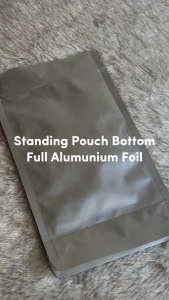 [ 50 PCS ] Standing Pouch Flat Bottom Full Alumunium 12 x 22 CM | Kemasan Kopi Snack | Kemasan Ziplock Full Alumunium
