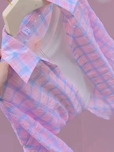 Áo Sơ Mi Kẻ Caro Tay Dài Chống Nắng Mùa Hè 2025 Dáng Rộng Thoải Mái Phong Cách Hàn Quốc Thường Ngày Mới Mỏng Chất Liệu Khác