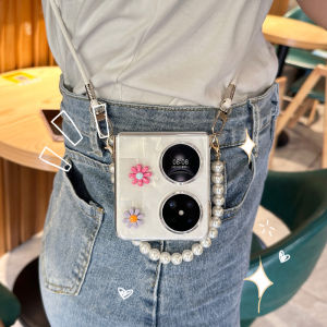 Ultra-Thin Transparent Huawei Pocket2 Phone Case with Wristband Crossbody Design Protective Cover for P50 Pocket Hand Chain