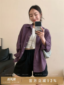 Korea Style Cotton Polonese Long Sleeve Womens Shirt Loose Fit Antioxidant Loose Youthful Multi-Possibilities Summer 2025
