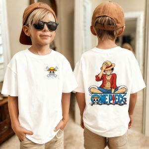 Bandai | One Piece Japanese Anime Printed Girls T-Shirt Boys Childrens Short Sleeve Kids Luffy One Piece T-shirt Clothing
