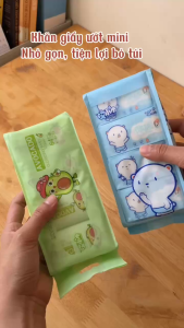 Khăn Ướt Mini nhỏ gọn 8 tờ/ bịch bỏ túi tiện lợi đi chơi đi du lịch khăn 2 lớp mềm mịn và dai dày