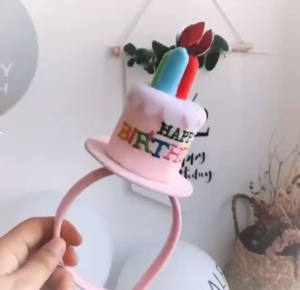 AIDA. 🎂INS Korea Happy Birthday Cake Candle Hat Party Cute Headband Hari Jadi Topi Cute Baby Boy and Girl 生日蛋糕造型发箍帽子