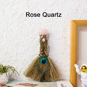 1PC Heart Shaped Crystal Magic Witch Broom Natural Amethyst Mini Broomstick Spiritual Divination & Energy Cleansing Ornament