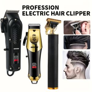 2026 Professional T9 Hair Clipper USB Rechargeable 0mm Bald Fade Electric Cordless Trimmer Men LED Display Barber Home Haircut