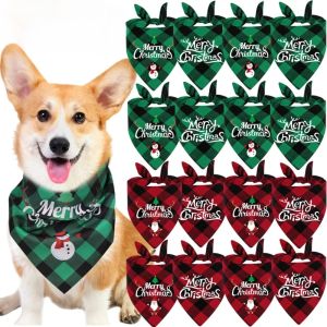 Christmas Pet Triangle Bib Dog Saliva Scarf Cotton Square Scarf Dog Cat Puppy Christmas Party Pet Beauty Accessories