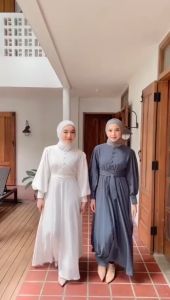 Gamis Wanita Muslimah Nazira Simple Elegan Bahan Crinkle Dress Nazira Panjang Ukuran LXLXXL Gamis Crinkle Terbaru