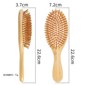 Natural Bamboo Paddle Comb Air Cushion Comb Scalp Massage Anti-Static Tangle Free Comb Special for Real Hair Wigs