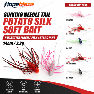 Hopeblaze Slow Sink Needle Tail Soft Lure PVC Bait Silicone Skirt Reflective Flakes Pike Bass Trout Freshwater Fishing Tackle