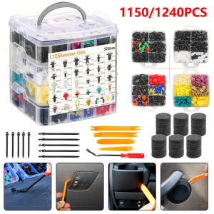 1240Pcs Bumper Clips Car Retainer Clips & Auto Fasteners Assortment Plastic Push Rivets Fender Clips For Universal Vehicle