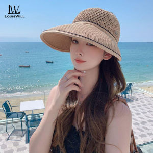 LouisWill Women Sun Cap Womens Beach Hat Sun Visor Hat Casual Knitted Sun Hats Portable Beach Cap Large Brim Cap Sun Protection Cap UV Protection Straw Hats for Summer Outdoor Travel