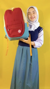 Tas Ransel Harian/Daily Backpack Kanvas dari Girl Station Freya Red Blue