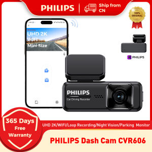 Philips | PHILIPS 2K Dash Cam Front UHD WiFi Car Camera 24H Parking Mode Car DVR Night Vision DVR Video Recorder 140° FOV Auto Dashcam