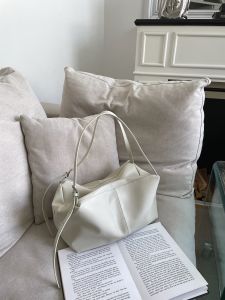 Unique Large Capacity Leather Pillow Bag Single Shoulder Crossbody Underarm Bowling Bag Casual British Style Youth Tote Bag