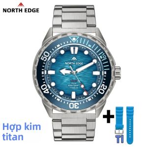 Đồng Hồ Lặn Chạy Bằng Năng Lượng Mặt Trời NORTH EDGE TRITON-TI Titanium Đồng Hồ Nam Thạch Anh Chống Nước 300M Dây Đeo Silicon Sang Trọng Đồng Hồ Bơi Chống Nước