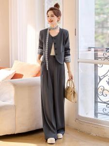 MANWUJINGLING | French Style Lace Spliced Suit 2 Piece Set
