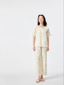 Purcotton | Cotton Double Gauze Womens Pajama Set