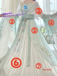 Nữ Trung Quốc Cổ Đại Hanfu Đầm Thêu Trang Phục Truyền Thống Xanh Carnival Cổ Tích Cosplay Dancewear Polyester