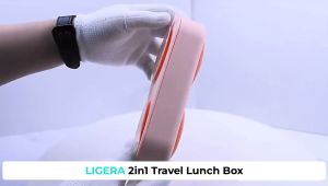 LIGERA 2in1 Travel Baby Suction Plates / Silicone Lunch Box / Piring Sekat Anak Bayi Anti Tumpah