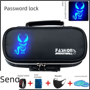 Luminous Venom Pencil Case Password Lock Large Capacity Pencil Case Schoolgirl Boys Luminous Good-looking Cool