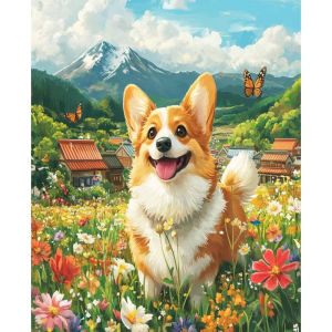 DIY Oil Painting By Numbers Dogs Animal Canvas Paint Kit for Adults Coloring By Numbers Flower Home Bedroom