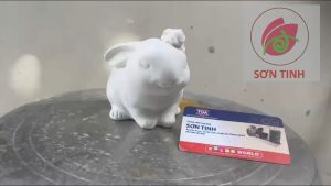 Tượng thạch cao tô màu LỌ BÚT THỎ XINH chậu sen đá (Không kèm màu) trò chơi trẻ em